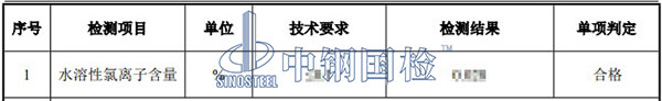 混凝土水溶性氯離子含量檢測(cè)結(jié)果